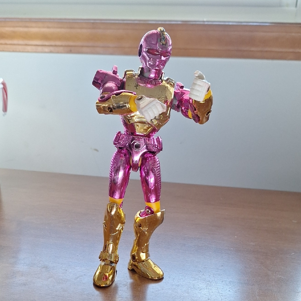 Metablaze From The Powerbots Collection,Chrome Shiny Gold and Pink Action Figure